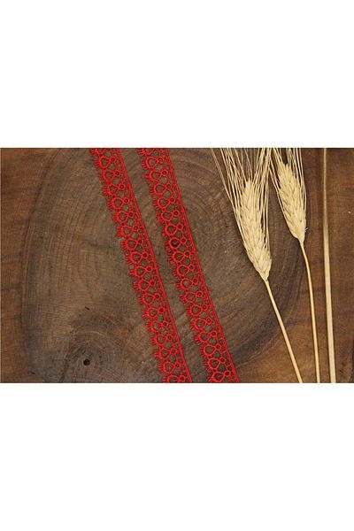 Gül Guipure 1104 - 9 Mt Red Guipure