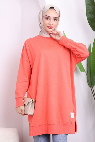 İmajButik Φούτερ Pomegranate Blossom Crew Neck Side Slit