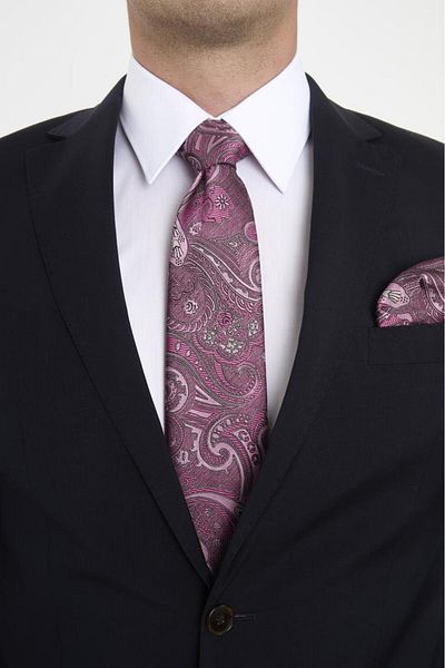 Brianze Pink Shawl Motif Pattern Tie Handkerchief Set