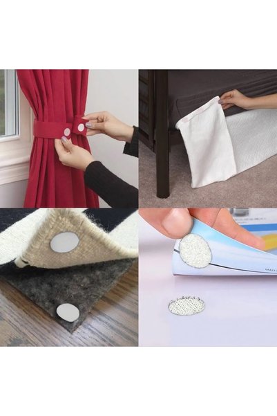 Aso Endüstriyel 10 takım 7 cm Halı Kilim Koltuk Örtüsü Sabitleyici Kaydırmaz Cırt Yıkanabilir Yapışkanlı Ped (Siyah)