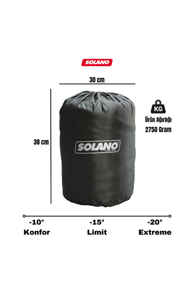 Solano - 20 ° Υπνόσακος Premium Khaki, Κάμπινγκ, Κυνήγι, Ψάρεμα, Στρατιωτικός υπνόσακος εξωτερικού χώρου