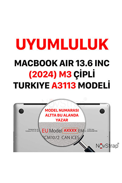 NovStrap Apple MacBook Air M3 - 13.6 Inch A3113 Glossy Case + Clear Keyboard Case+Film