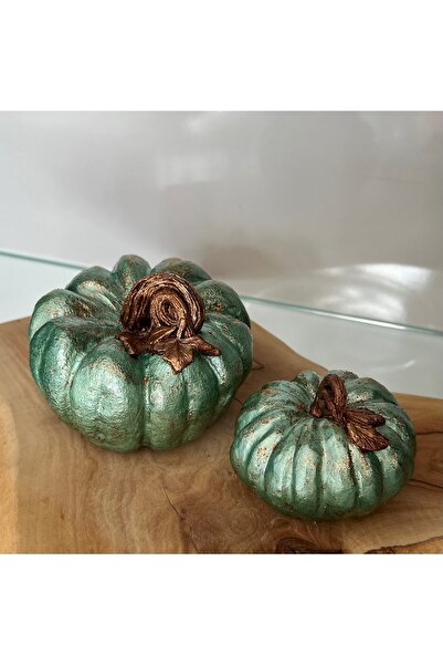 Deart İstanbul Simli Bal Kabağı Ikili Obje Nil Yeşili Bakır 11x9 Ve 9x6 Cm.