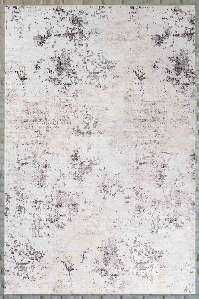 Serente Home Covor de living din chenille bej, lavabil, cu model abstract, cu...