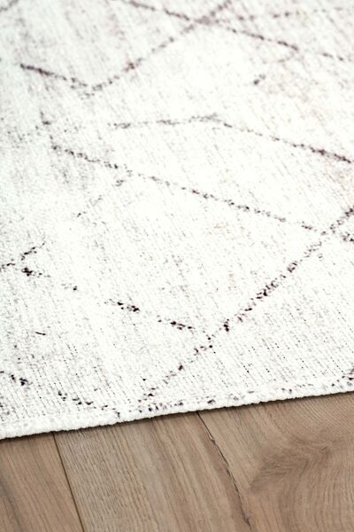 Serente Home Geometric Patterned Washable Non-Slip Base Gray Chenille Living Room Carpet 4052