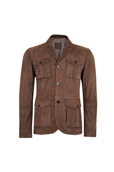 Desa Antonin Brown Men's Suede Leather Safari Jacket