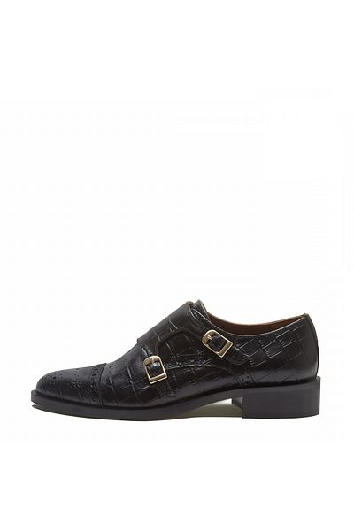 Isabel Bernard Vendôme Sophie Kroko Schwarz Leder Schuhe Aus Kalbsleder Ib52001-001
