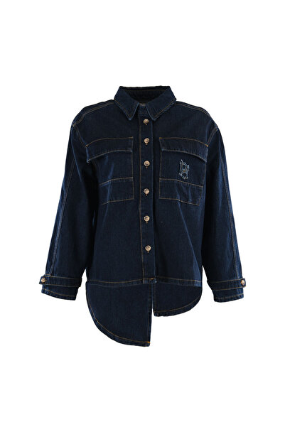 Pilea Деталізована спинка Асиметрична Синя джинсова сорочка