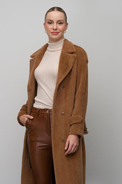 Olcay Angora Look Snap Closure Επωμίδες και Παλτό με Αλυσίδες - TABA 3074