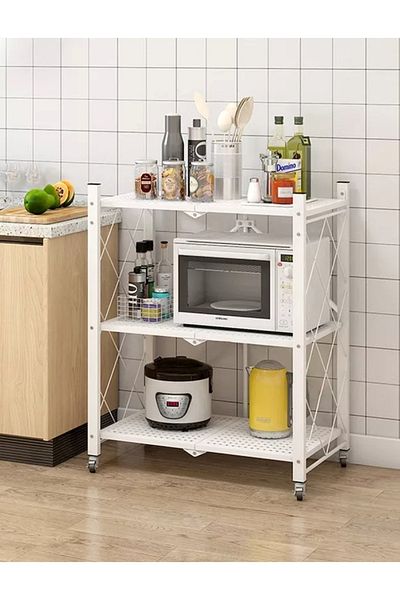ALMUFARREJ 3-Shelf Metal Wire Multi-Shelf Foldable Storage Rack for Garage/Kitchen/Home/Closet, White