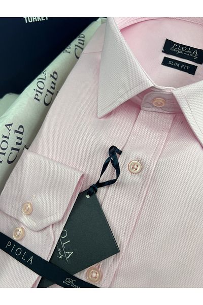 Piola Club Ανδρικό πουκάμισο Pink Slim Fit