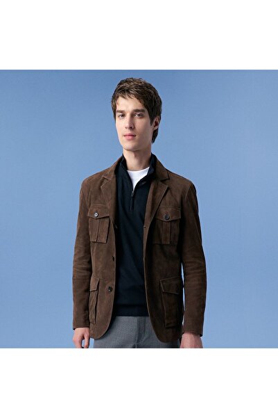 Desa Antonin Brown Men's Suede Leather Safari Jacket