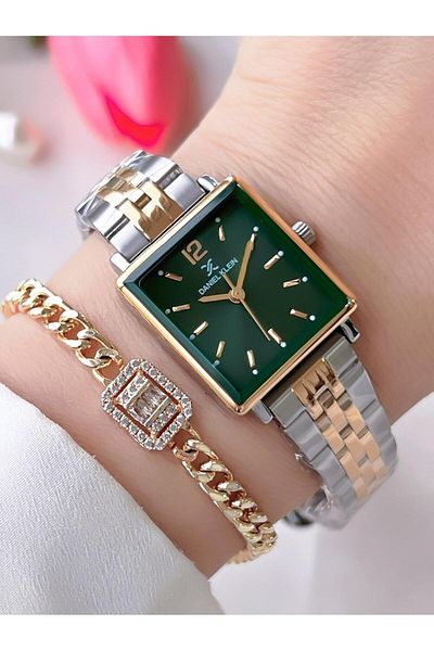 Daniel Klein Retro Vintage 3 Atm Water Resistant Steel Band Women's Wristwatch and Bracelet Set P10025.6