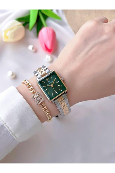 Daniel Klein Retro Vintage 3 Atm Water Resistant Steel Band Women's Wristwatch and Bracelet Set P10025.6