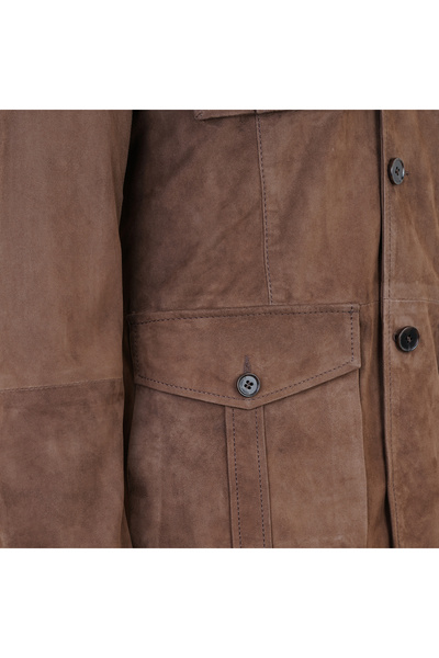 Desa Antonin Brown Men's Suede Leather Safari Jacket