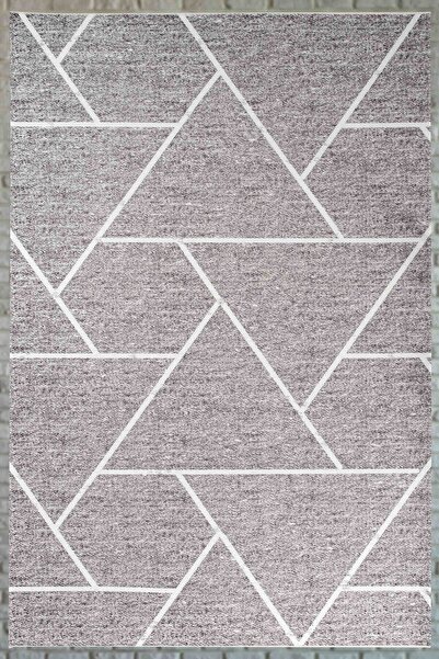 Serente Home Covor de living din chenille gri, lavabil, cu model geometric, c...