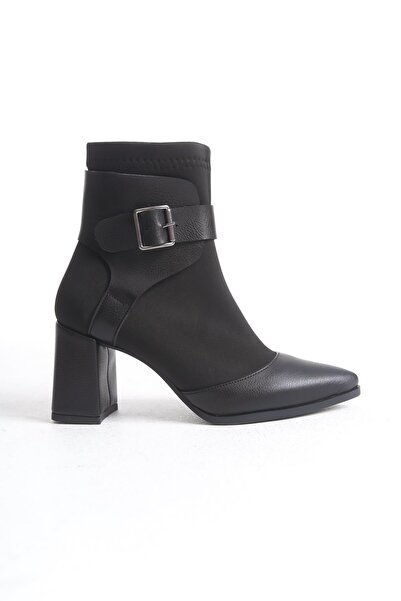 Modabuymus Legandary Black Thick Heeled Flexible Stretch Boots
