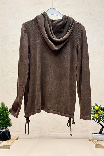 sahnemoda Pulover oversize cu șnur lateral cu glugă