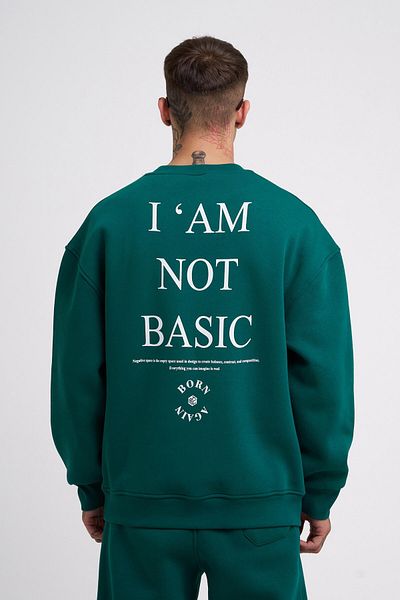 Machinist Ανδρικό φούτερ I'm Not Basic με στάμπα Oversize Petrol Green