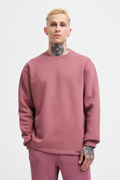Machinist Ανδρικό φούτερ με σχισμή Crew Neck Basic Relaxed Claret Red