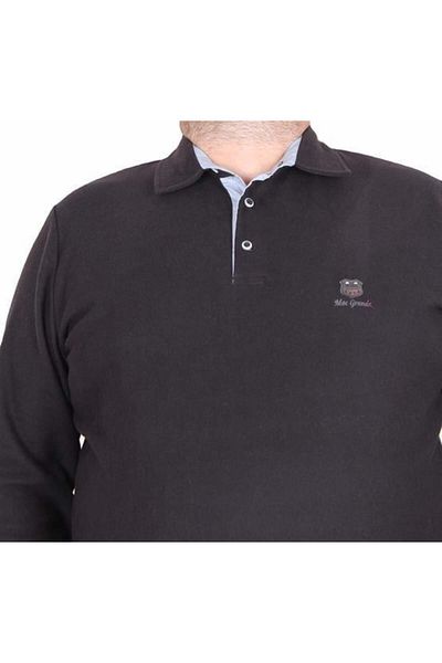 Starbattal Ανδρικό φούτερ Polo Neck μεγάλου μεγέθους - Moc Grande 24410 ΜΑΥΡΟ