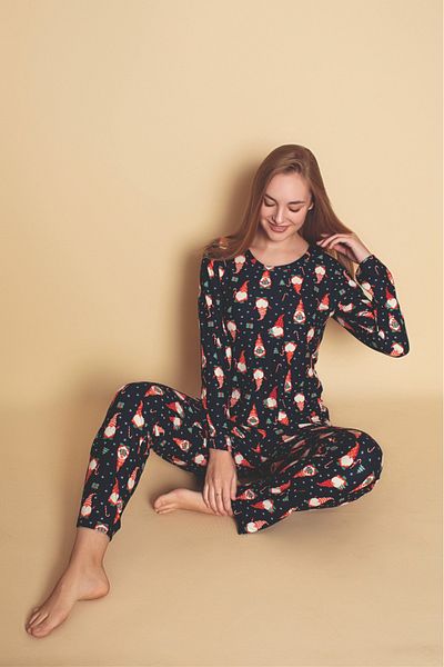 CALİA Set de pijamale cu mânecă lungă din țesătură moale din piele intoarsa pentru femei