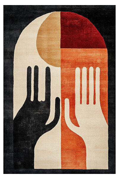Rugs Modern Halı سجادة نورا آرت ذات اللون الأحمر والأسود ذات النمط التجريدي ا...