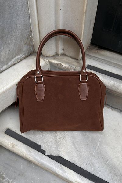 LEONAS Γυναικεία τσάντα χεριού και ώμου Suede Basic Look Elsa Taba