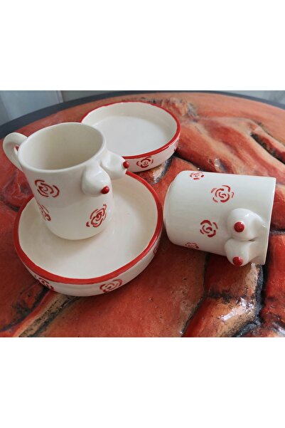 Clayanatolia فنجان قهوة تركي من السيراميك بتصميم مميز