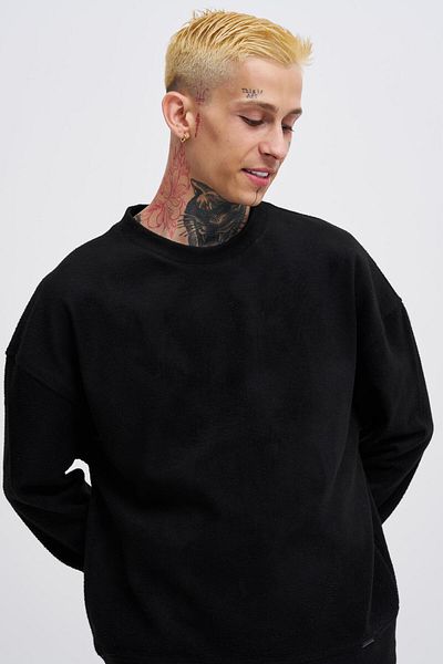 Machinist Ανδρικό φούτερ Ponte Cashmere Oversize μαύρο