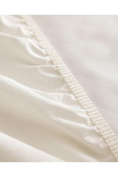 Madame Coco Manon Double Ecru Bed Sheet - 100% Cotton, Ranforce Elastic