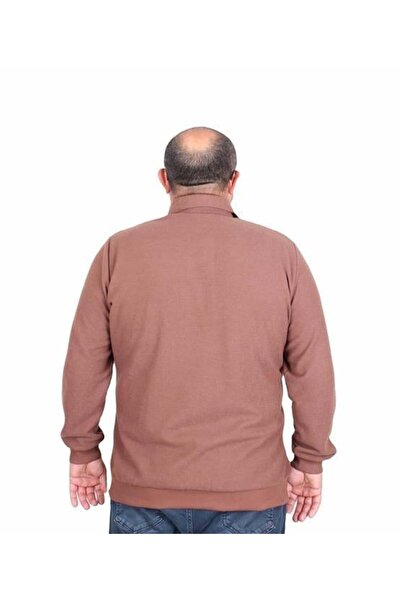Starbattal Plus Size Men's Polo Neck Sweatshirt - Feel Good 24408 S.Brown