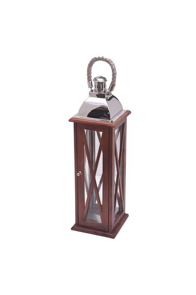 SERENE Wood and Glass Lantern with Rope Handle 14044 M