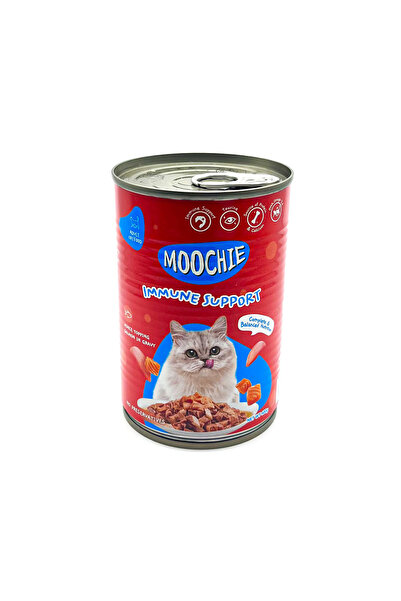 MOOCHIE طعام القطط المعلب مع السلمون المفروم في المرق - 400 جرام