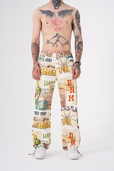 Machinist Pantaloni largi pentru bărbați, cu imprimeu Sunset Beige