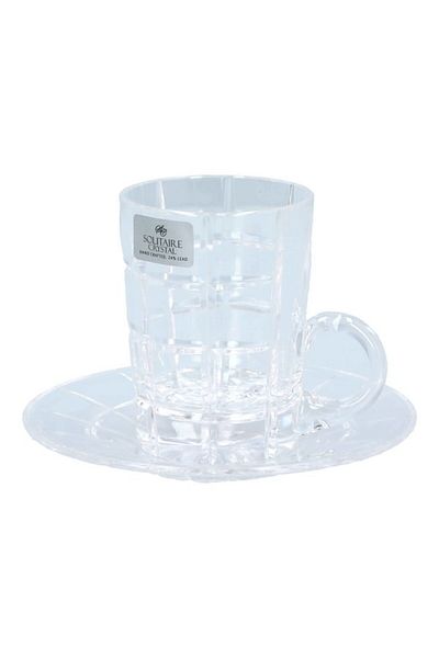 Solitaire Crystal 12-Piece Square Trudeau Turkish Cup and Saucer Set