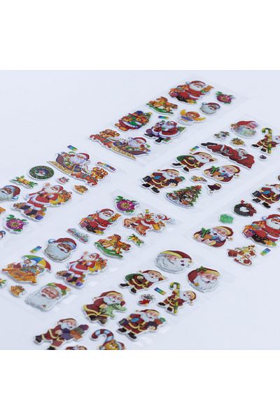 Bimotif Set of 6 Embossed Christmas Stickers with Santa Claus