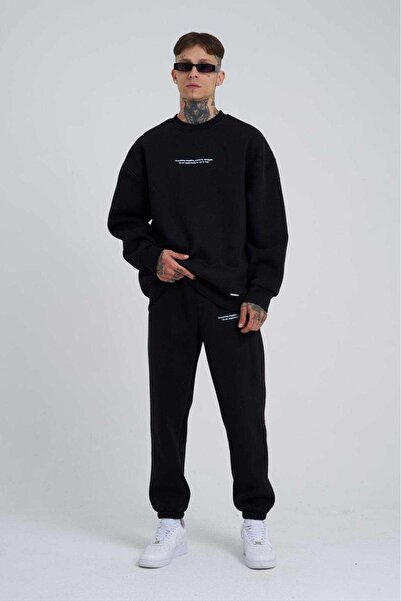 Machinist Чоловічий базовий оверсайз-светр чорного кольору з принтом Follow Your Own