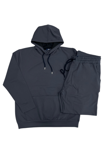 lacaton Large Size Kangaroo Pocket Tracksuit Set - Hooded