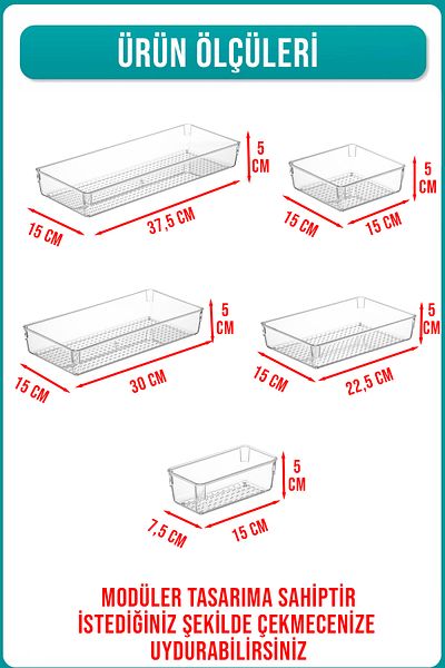 FİTHOME 5 Pieces Modular Drawer Organizer Ladle and Knife Organizer