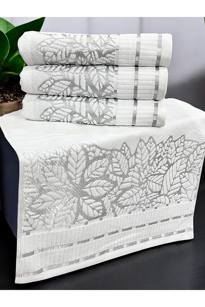 AYHANHOME 4 τεμάχια Velvet Luxury Jacquard Dowry 50x90 Πετσέτες χεριών και προσώπου