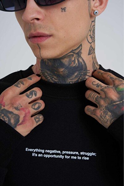 Machinist Чоловічий базовий оверсайз-светр чорного кольору з принтом Follow Your Own