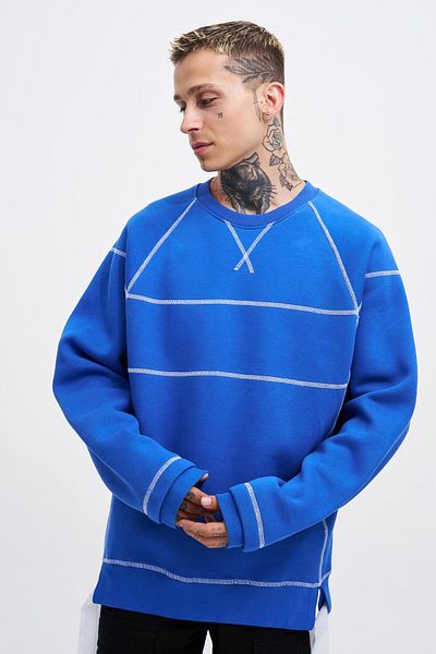 Machinist Ανδρική λεπτομέρεια ραφής Oversize φούτερ Saks