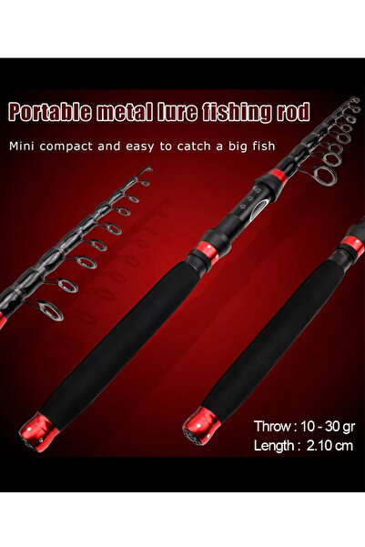 usmtekno Olta Kamışı Teleskobik Spin Olta Kamışı 2.10 Cm 10-30 Gr. Atarlı Lrf Kamışı 1adet