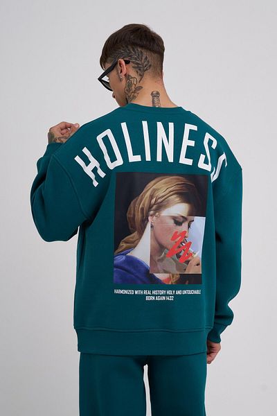 Machinist Hanorac oversize Holiness Basic Petrol Green pentru bărbați