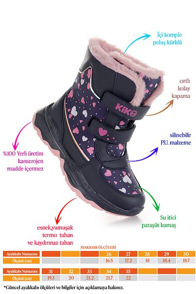 Kiko Kids Cizme de Zapada Fete Fulg de Nea Velcro Rezistente la Apa Rece