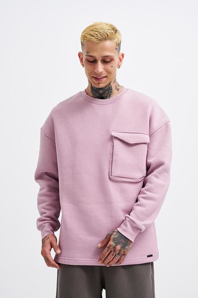 Machinist Ανδρικό φούτερ με τσέπες Crew Neck Basic Super Oversize Dirty Pink