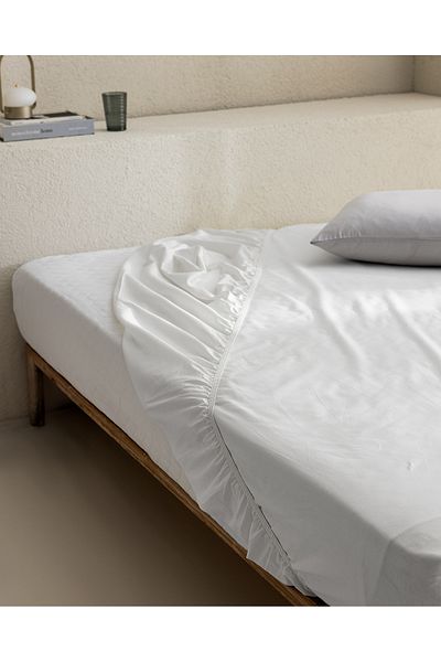 Madame Coco Manon Single 100% Cotton Ranforce Fitted Sheet - White
