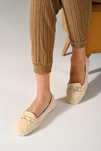 Beyond Γυναικεία Κρέμα Gurva Chain Λούτρινα Σπίτι Μπαλαρίνες 1cm Byndshr01