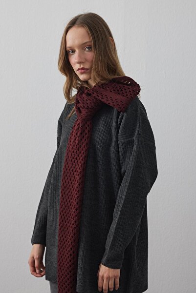 Fahhar Eșarfă ajurata roșu Claret